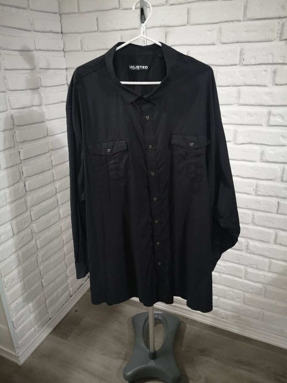 Unlisted by Kenneth Cole Men's Size 5X Black Made in India Textured Dress Shirt